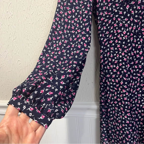 Lauren Ralph Lauren Georgette French Navy Pink Floral Fit and Flare Dress size 2 - Picture 12 of 16